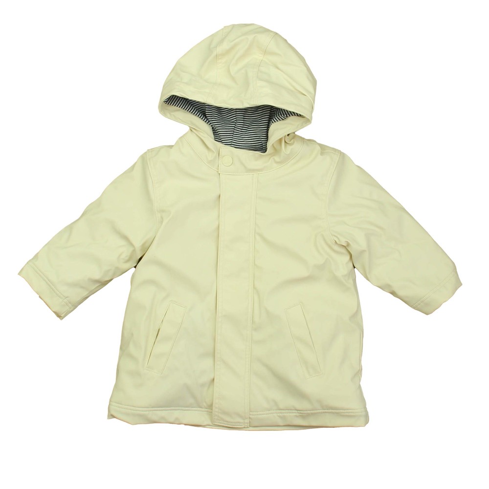 Petit Bateau  Ivory | Blue Stripe Rain Coat size: 18 Months
